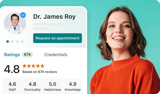 RateMDs doctor profile and happy patient